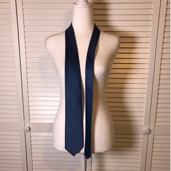 Umo Lorenzo Shinny Blue Solid Classic Wide Necktie - Picture 2 of 5